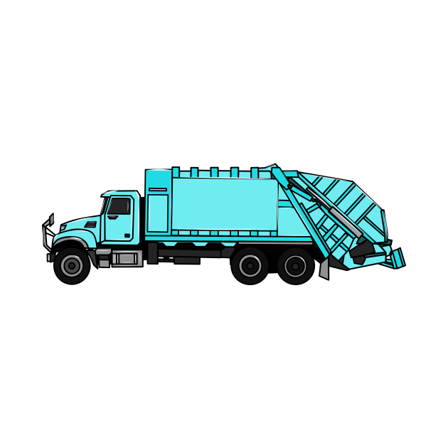 Garbage truck cartoon illustration by Miss Cartoon