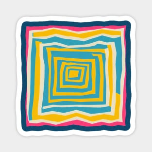 Endless Maze Labyrinth Design - Vibrant Geometric Risograph Magnet