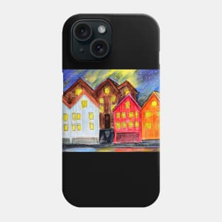 Bergen Illustration in watercolors and colored pencils Phone Case