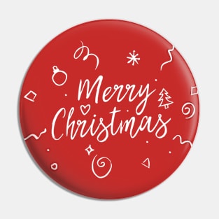 Merry Christmas Whimsical Typography Pin