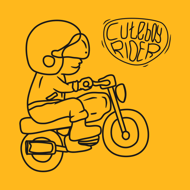 line art of Cute Boy motorcycle rider by bloomroge