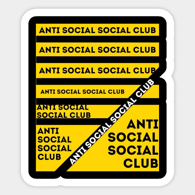 anti social social club yellow Anti Social Sticker TeePublic