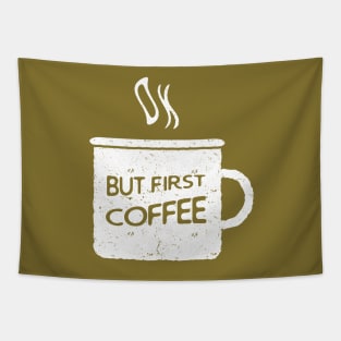 Ok, but first coffee (white) Tapestry
