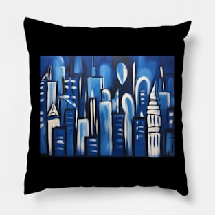 New York City in Picasso's Blue Period style Pillow