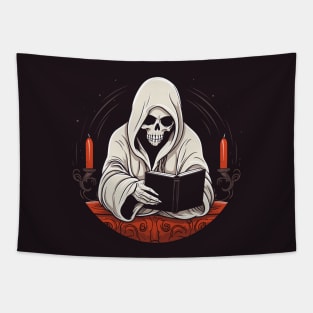 Cool Grim Reaper Book Lover Tapestry