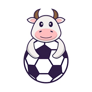 Cute cow playing soccer. T-Shirt