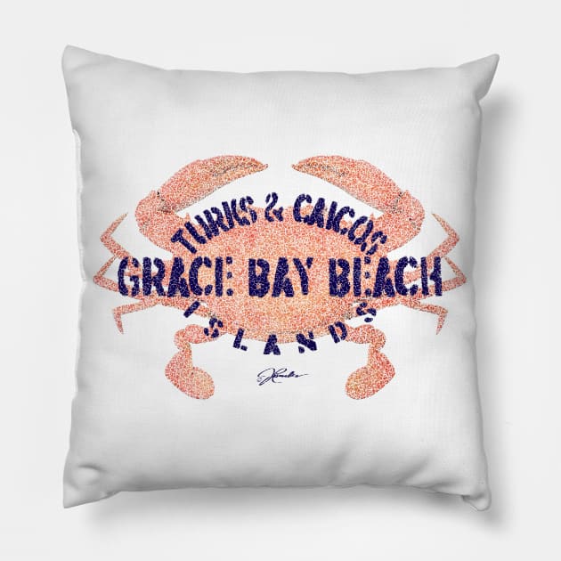 Turks & Caicos Islands Grace Bay Beach Atlantic Blue Crab (Distressed) Pillow by jcombs