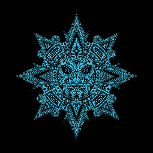 Ancient Blue and Black Mayan Sun Mask by jeffbartels