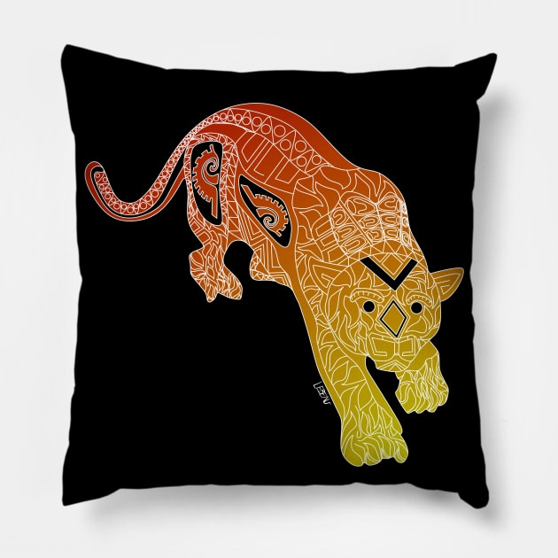 golden tiger in mexican crown of the jungle Pillow by jorge_lebeau