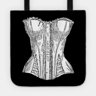 Corset Vintage Style Black and White Illustration Tote