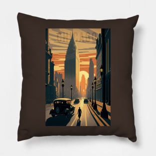 1930s Chicago Sunset Pillow