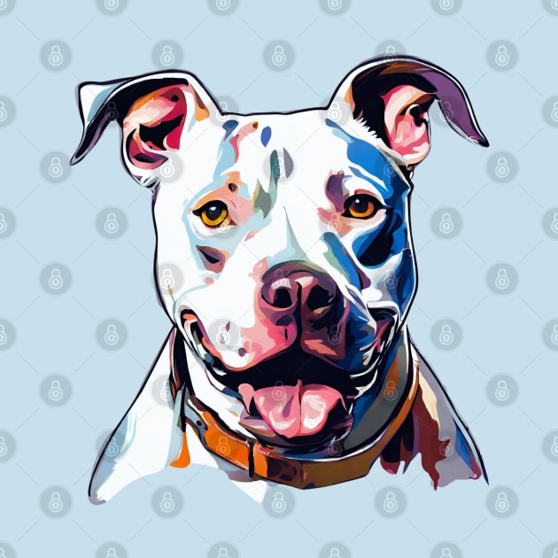 Expressionist Portrait of Pit Bull Terrier by Doodle and Things