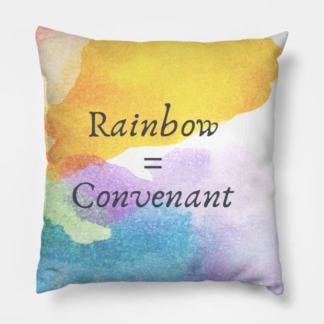 Watercolor Rainbow = covenant Pillow by Mission Bear