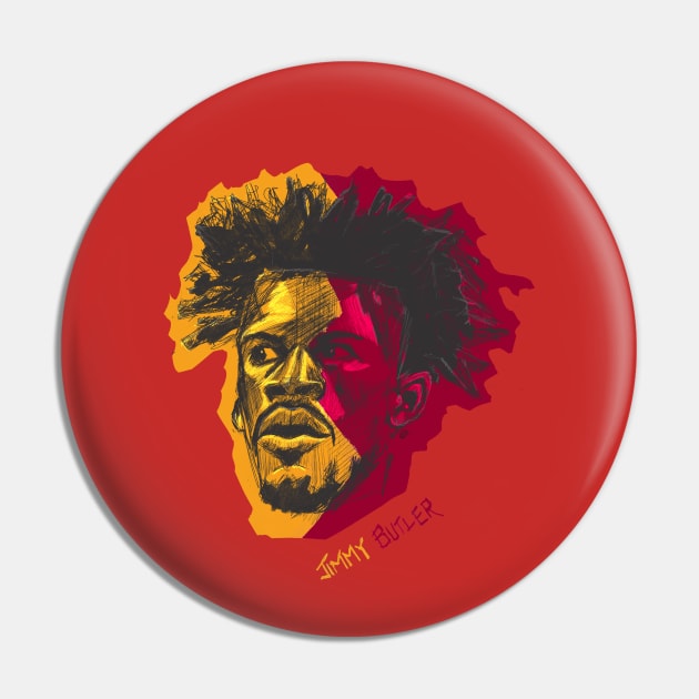 Jimmy Butler Sketch - Real Heat Colors Pin by EBDrawls