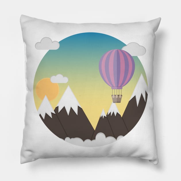 hot air balloon Pillow by psychoshadow