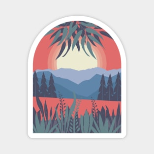 Red Sunset Landscape Magnet