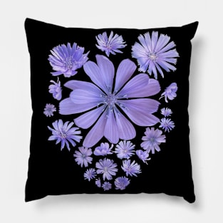 Purple Chicory Flowers: A Floral Arrangement Pillow