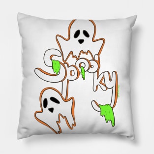 Spooky Ghosts with an orange brim Pillow