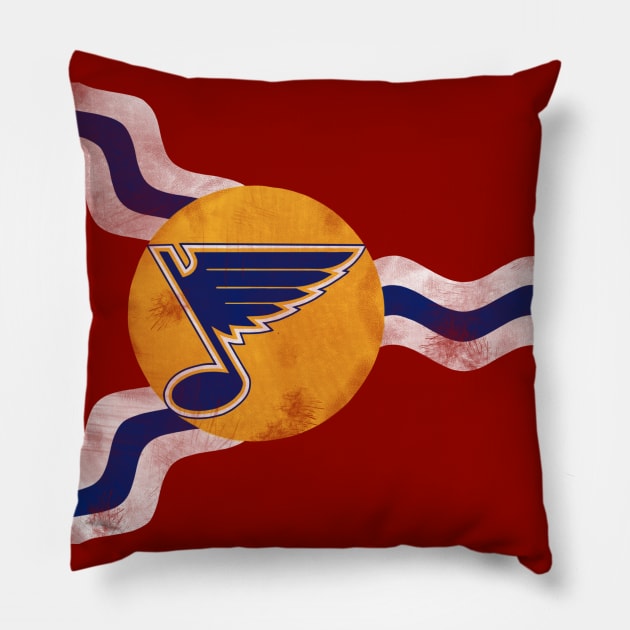 St Louis Note Flag Distressed Pillow by DistractedGeek