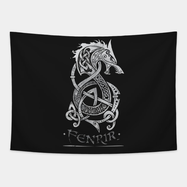 Fenrir: The Monster Wolf of Norse Mythology (Gray) Tapestry by celtichammerclub