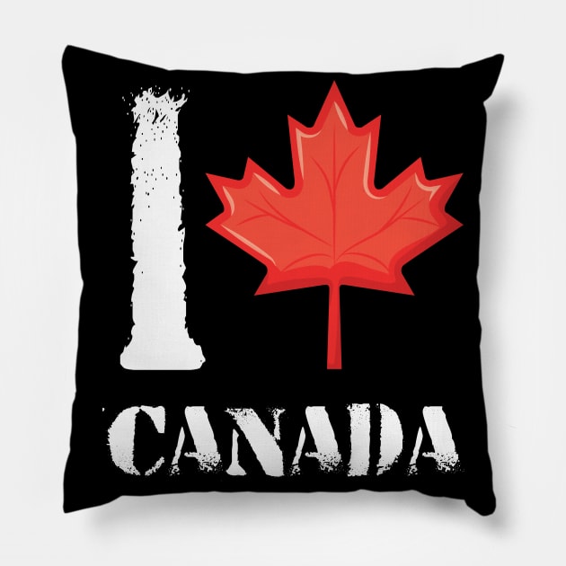 I Heart Canada - Canadian At Heart T-Shirt - I love canada Tee Shirt Woman - Canada Heart Cool Leaf Design Canadian shirt Pillow by MaryMary