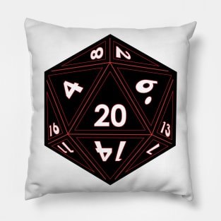 Black D20 Dice (Red Outline) Full Size Pillow