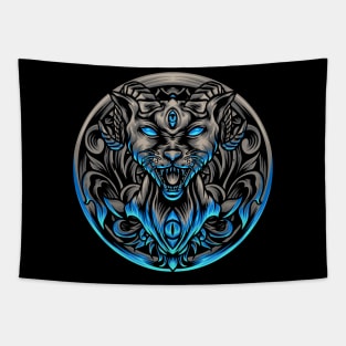 Egyptian satanic cat with ornaments Tapestry