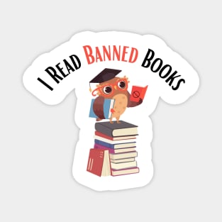 I Read Banned Books Owl Magnet