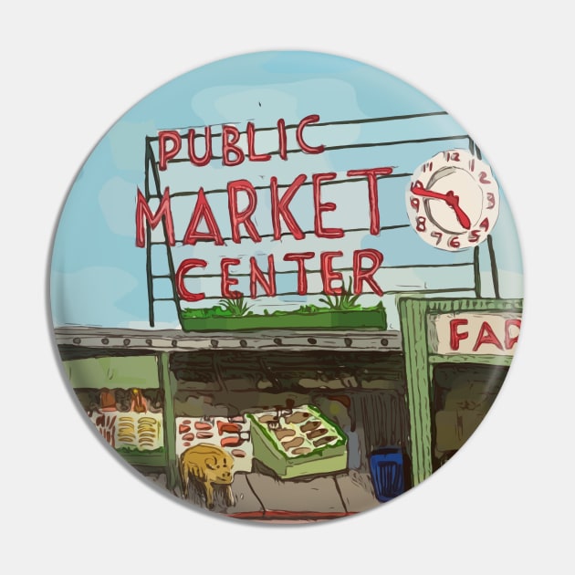 Pike Place Market Seattle Pin by WelshDesigns