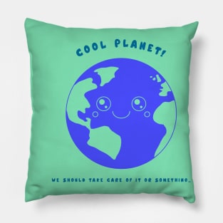 “Cool Planet! We Should Take Care Of It Or Something.” Kawaii Planet Earth Pillow