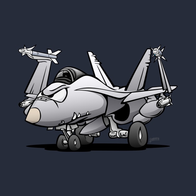 F/A-18 Hornet Fighter Jet Airplane Cartoon by hobrath