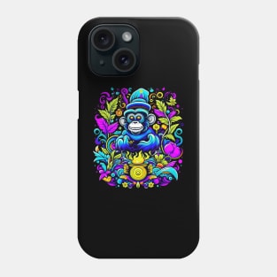 psychedelic chimp and fire Phone Case