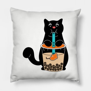 Cat with Boba, Boba Cat Pillow