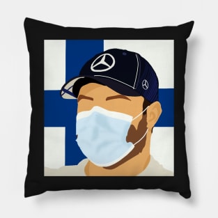 Valtteri Bottas in front of a Finnish flag Pillow