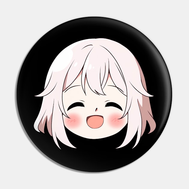 Cute Smiling Anime Face Emoji - Anime Shirt Pin by KAIGAME Art