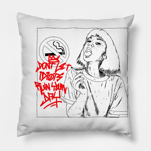 smoking girl Pillow by trstme.