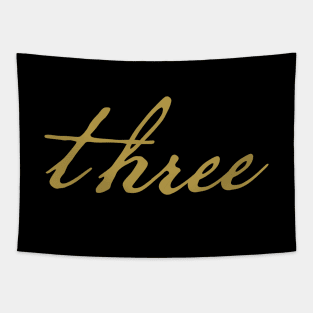 Three Christmas Gift Minimal Typography Gold Script Tapestry