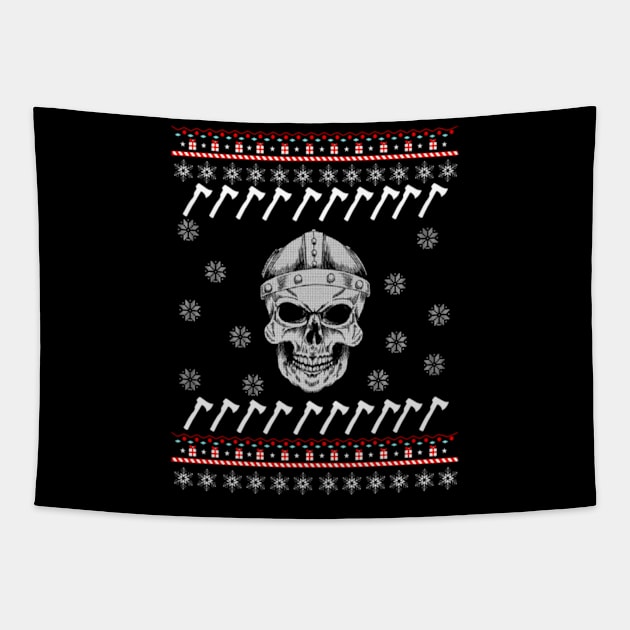 Viking Ugly Christmas Sweater Gift Tapestry by uglygiftideas