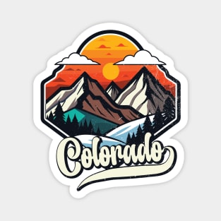 Vintage Sunset Colorado mountain Magnet