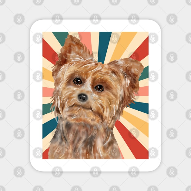 Cute Yorkshire Terrier Dog Breed 80s 90s Retro Style Vintage Design Animal Pet Magnet by Inspirational And Motivational T-Shirts