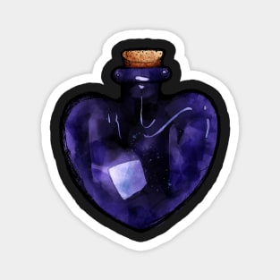 Purple heart shaped glass spell jar sticker Magnet