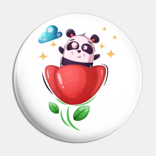 Panda with Flower Pin