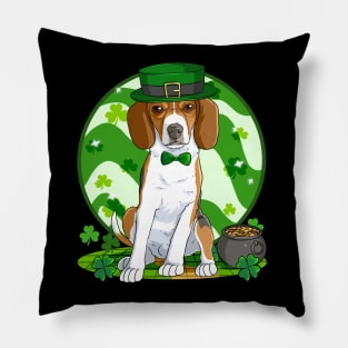 English Foxhound Dog St Patricks Day Irish Leprechaun Pillow