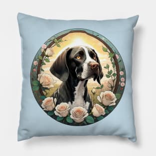 German Shorthaired Pointer Rose Garden Pillow