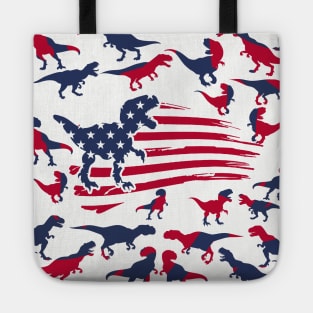 4th Of July Dinosaur Red White Blue T Rex USA American Flag Tote