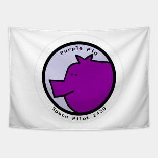 Portrait of Space Pilot Purple Pig Tapestry