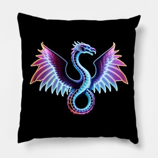 Neon Winged Serpent Pillow