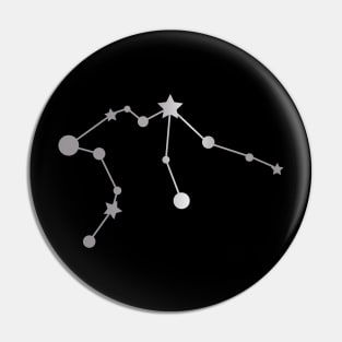 Aquarius Zodiac Constellation in Silver - Black Pin