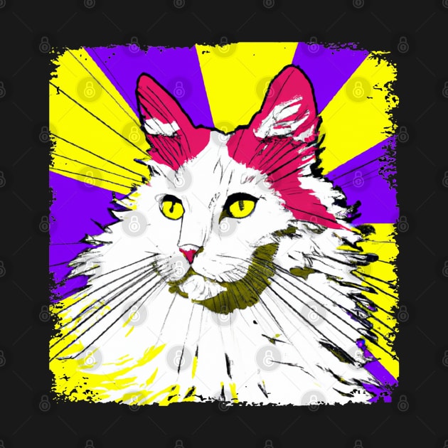 Turkish Angora Pop Art - Cat Lover Gift by PawPopArt