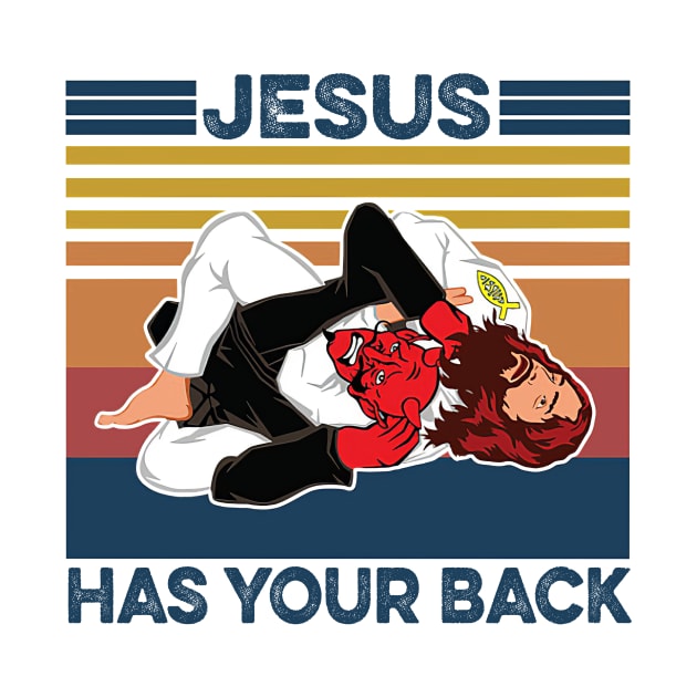 Brazilian Jiu Jitsu Tees Christian Tees Jesus Has Your Back Vintage by cobiepacior